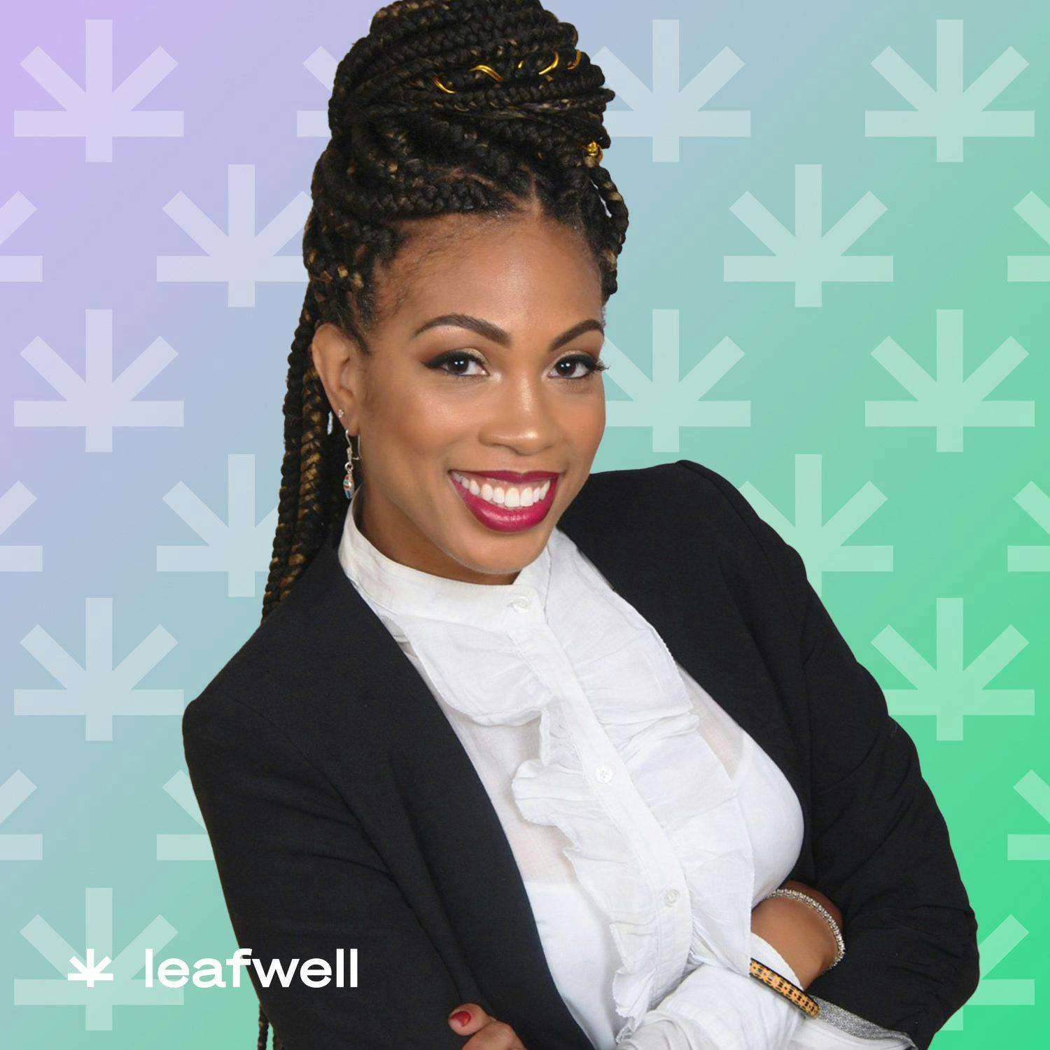 Dr. Ayana Jordan in a gradient Leafwell's baclground