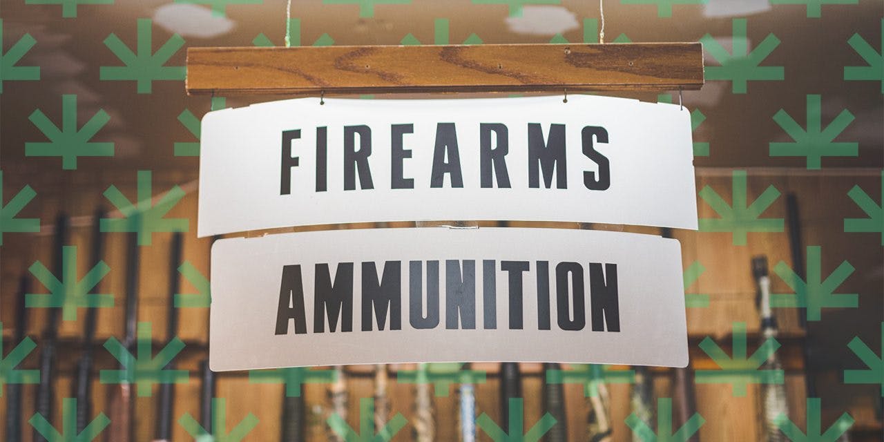 hanging signage saying Firearms Ammunition