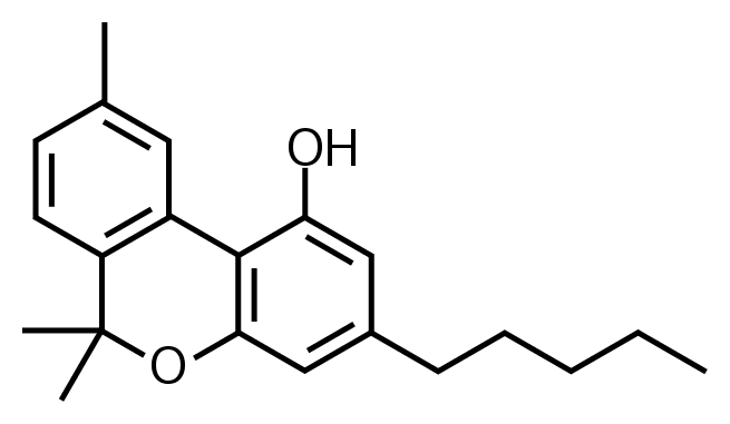Cannabinol (CBN) chemical structure and formula. C21H26O2