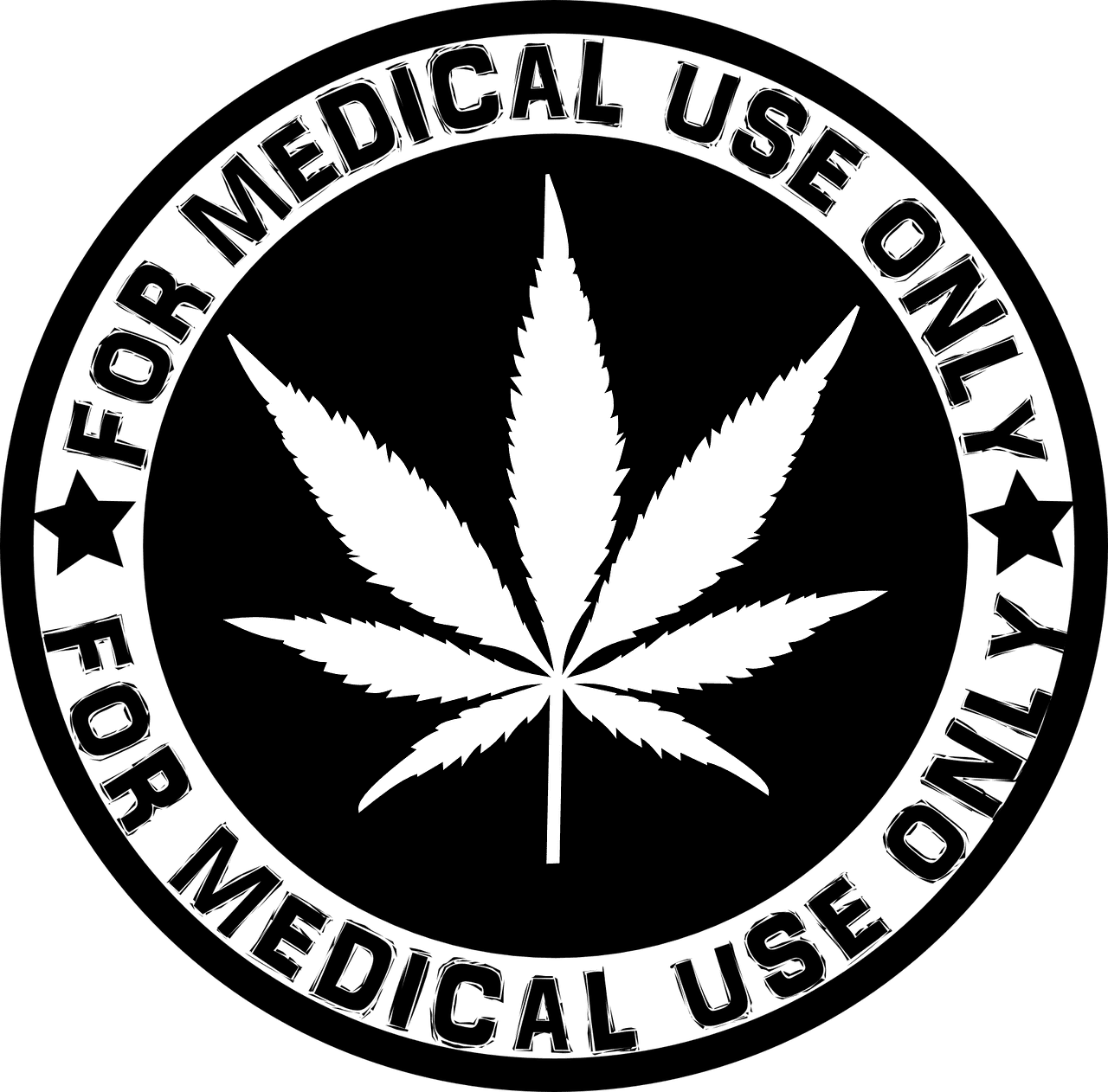 Medical marijuana logo in black and white.