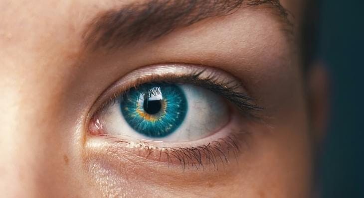 closeup of woman's blue eye