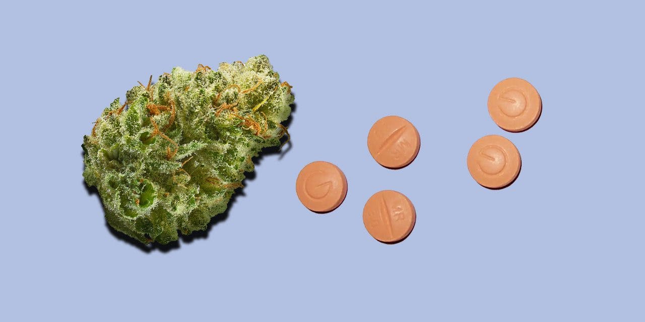 weed nugget and mirtazapine tablets