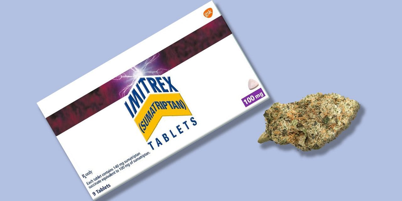 a box of imitrex tablets and weed