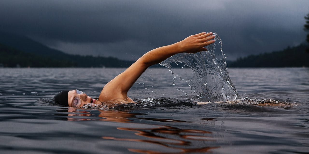 a swimming woman