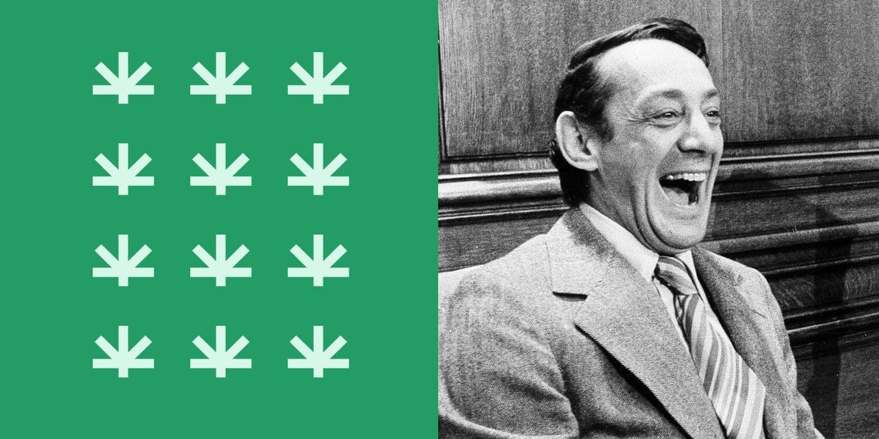 a photo of laughing Harvey Milk