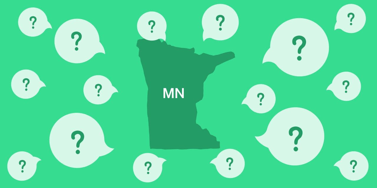 MN outline state map with question marks around