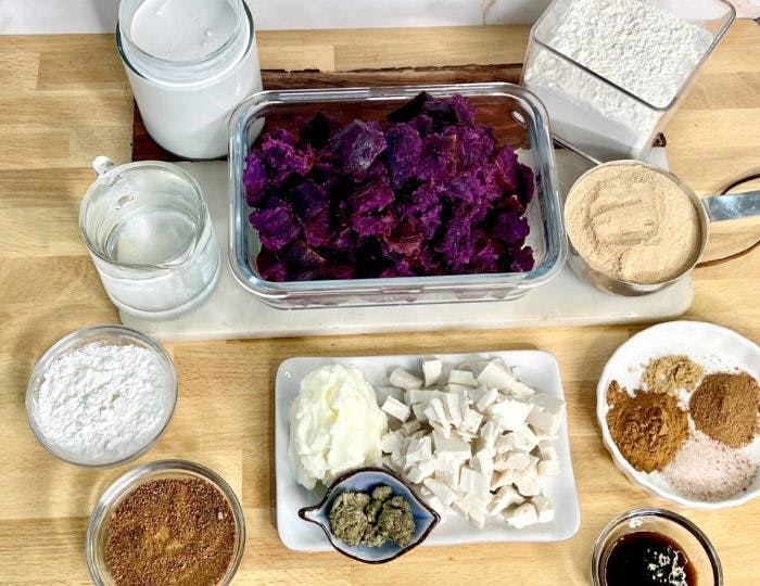 All of the ingredients you'll need to make Chef Maverick's purple sweet potato pie.